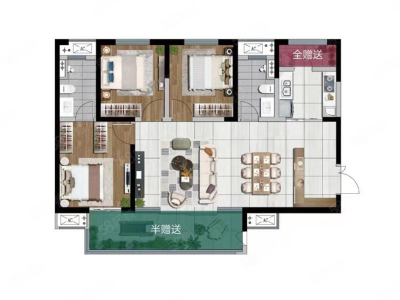 高新区三马路文瑞卓锦花园城精装三室超大阳台。