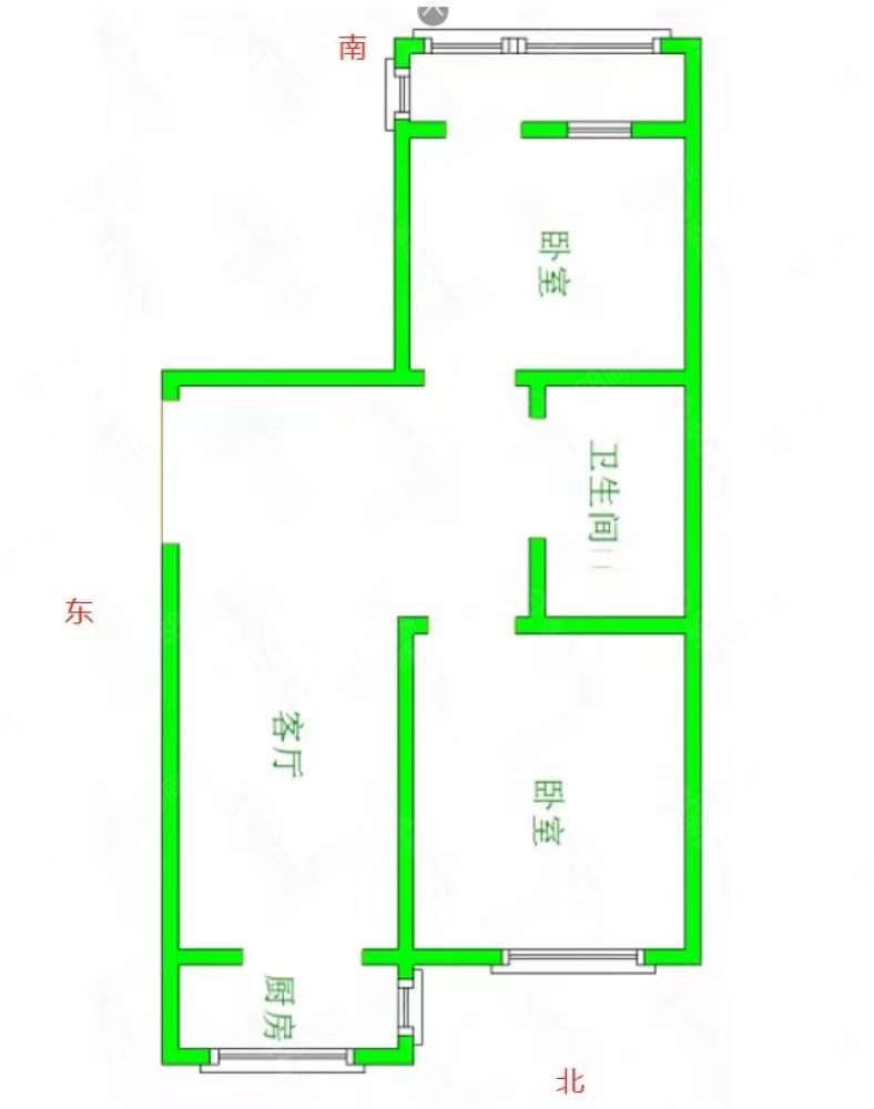 吾悦广场附近 热电小区 两室一厅一卫 南北通透 低楼层