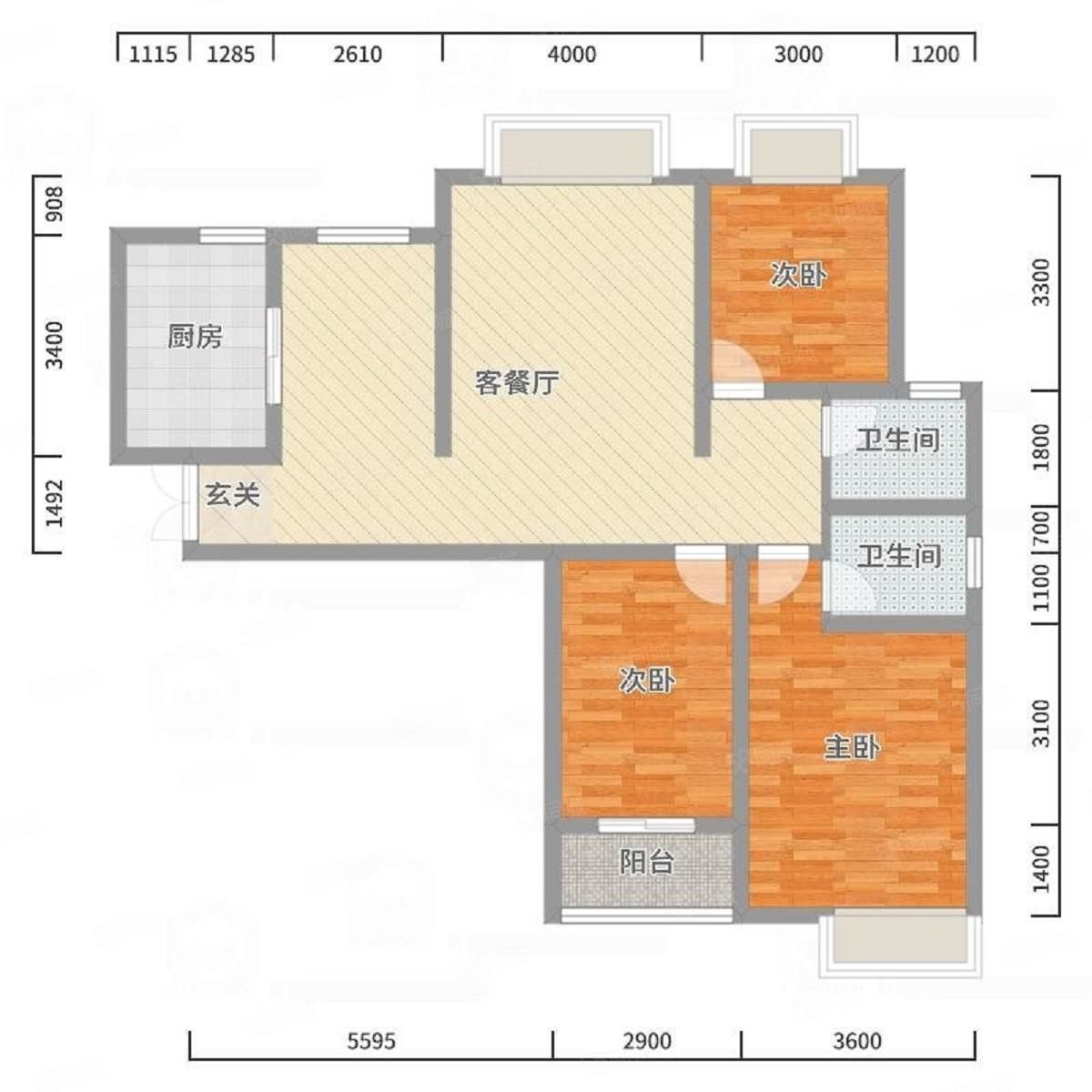 吾悦广场隔壁精装高层三居室 家具家电齐全